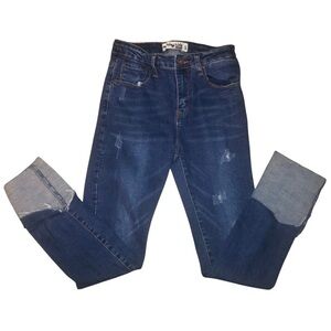 Monkey Ride Women’s Distressed Deep Cuff Skinny Jeans Size 5